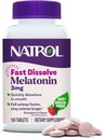 Natrol Fast Dissolve Melatonin 3 mg, Melatonin Ergänzungen für restful Sleep, Schlafunterstützung für Erwachsene, 150 Erdbeer-Flavored Tabletten, Bis zu einem 150 Tage Versorgung