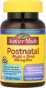 Nature Made Postnatal Multivitamin + DHA 200 mg, 60 Softgels, za podporo zdravstvene nege mame in dojenčki med dojenjem, Postnatalni vitamini in hranila vključujejo železo, vitamin D3, kalcij, jod