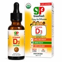 GreenPeach Organic Vitamin D3 Drops for Infants, Babies, Toddlers & Kids | 400-2000 IU Adjustable Dose, Vegan Liquid Vitamin D, Immune and Bone Health Support, No Sugar Added, 1 Fl Oz, 60 Servings