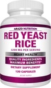 Arazo Nutrition Red Yeast Rice Extract 1200 MG - Citrinin Free Supplement - Vegetarisk 120 Kapsler