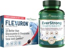 Purity Products Bundle - Flexuron Joint Formula + EverStrong Tablets - Flexuron - Krill Oil, Hyaluronic Acid + Astaxanthin - EverStrong- Muscle Matrix Blend w/Creatine, coffee Fruit Extract + More