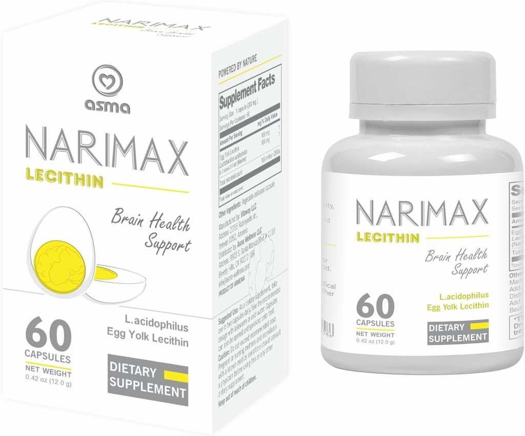 Asma Narimax Lecitina Suplemento Nutricional, 60 Cápsulas Veg