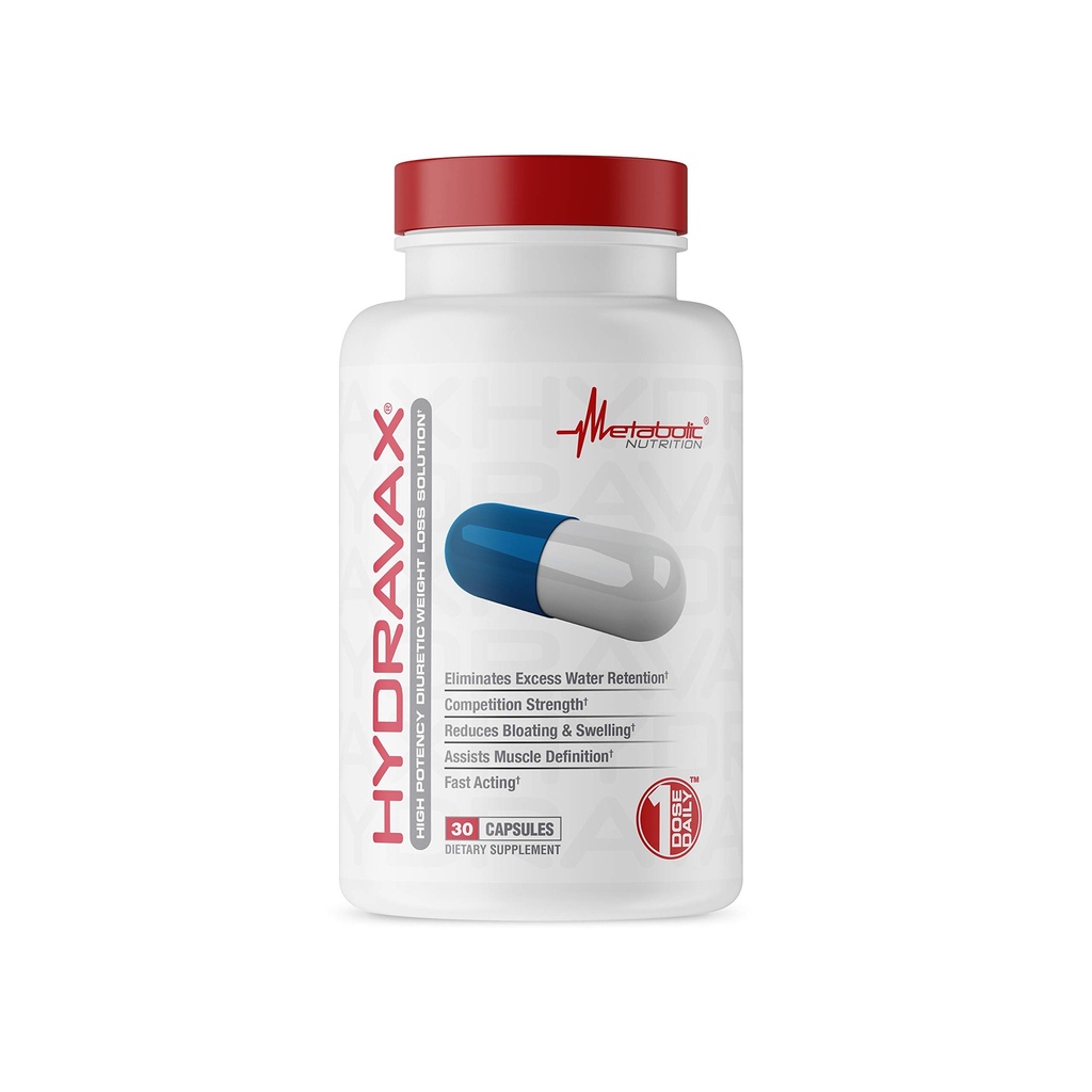 Metabolic Nutrition, Hydravax - Premium Diuretic Water Pills, Natural & Safe, Eliminates Water Retention, with Dandelion, Magnesium, Green Tea Extract, Cranberry Powder, 30 Capsules, 1 Dose Daily