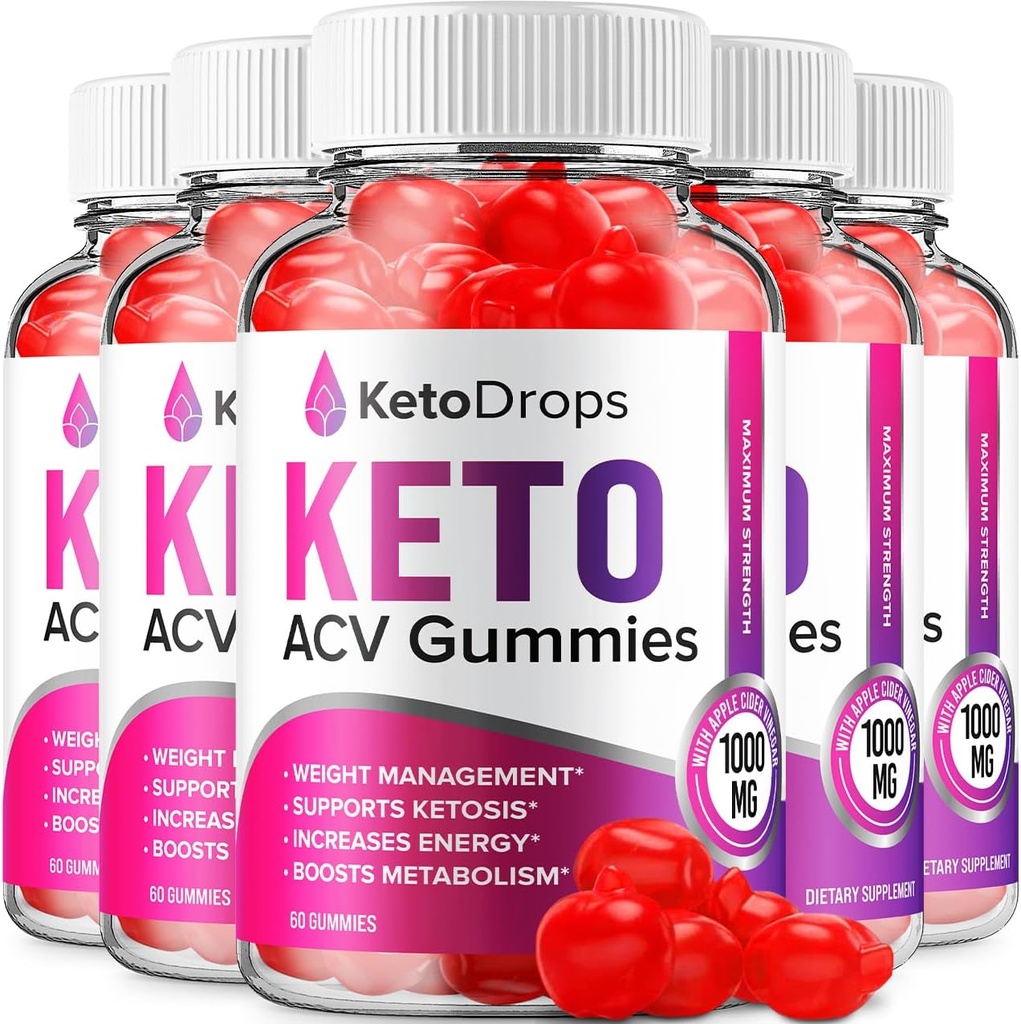 (5 Pack) Keto Drops ACV Gummies - Fortgeschrittene Formel Drops Keto Plus ACV Apple Cider Essig Nahrungsergänzung Männer Frauen (300 Gummies)