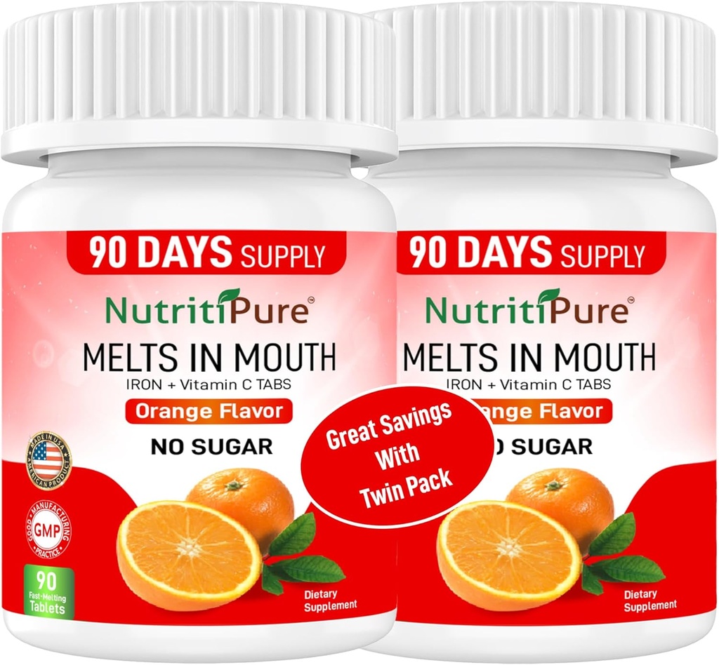 Supplemento di ferro masticabile per le donne/mene | Carbonyl Iron 18 mg con vitamina C 30 mg | Tablet in Orange Flavor 90 Count (2)