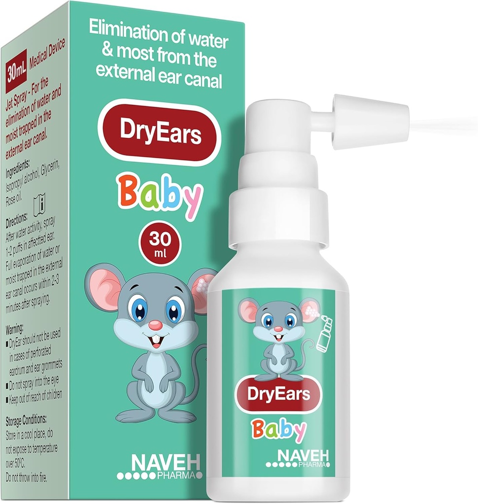 NAVEH PHARMA® Dry Ears Baby TENIDO Swimmers Ear Drops Spray TEN Ear Drying Drops for Little Swimmers