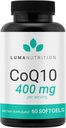 Luma Nutrition CoQ10 400mg Softgels - High-Absorption Coenzis Q10 - Co Q- 10 200mg / 400mg per Serving - Heart Health - 60 Skysčių Softgels