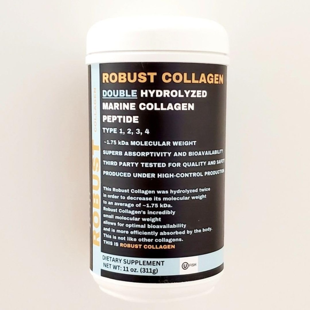 Robust Collagen Double hydrolyzed Marine Collagen Peptide. סוג 1, 2, 3 & 4. תוספת משקל מולקולרי נמוך עבור Superb Bioavailability ו Absorption. מוסמך כשר (OU)