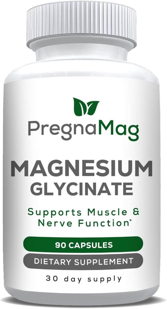 Magnesium Glycinat - PregnaMag - 275mg - Nicht-Buffered Magnesium Bisglycinat Muskel, Herz, Nerve, Gut, Knochenunterstützung, hohe Absorption, Diglycinat, Schwangerschaft, Beruhigung, Muskelentspannung und Erholung