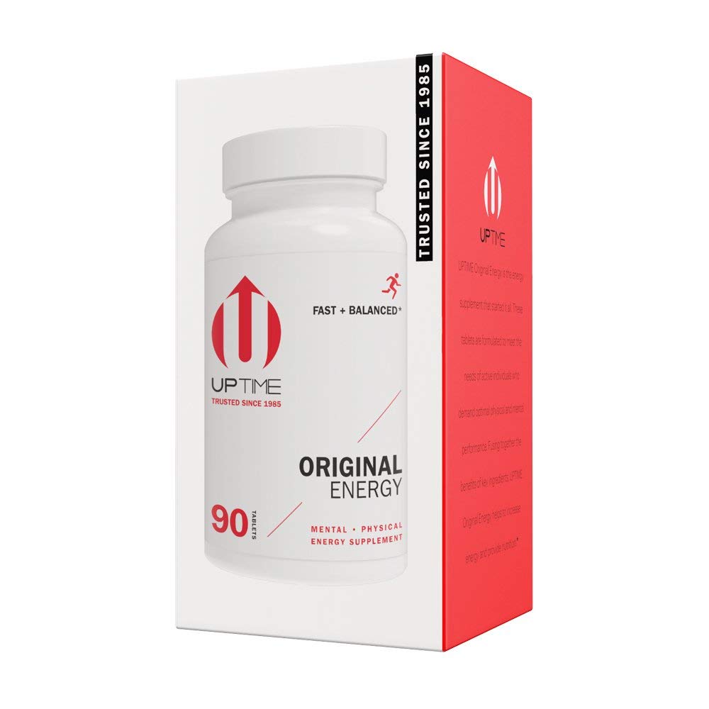 UPTIME Original Energy, 90 Energy Tablets, 200mg per Serving, Made with Natural Caffeine, Vitamin C, CoQ10, Calcium, Ginkgo Biloba, Ginseng & L-Carnitine, Zero Calories, 66mg Caffeine Per Tablet