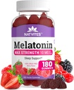 Melatonin Gummies Max Міцність 10mg Pectin Gummies, Допомагає з підтримкою сну, Berry Flavor Gummy, 100% Drug Free, 180 Count (Pack of 1)