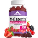 Melatonin Gummies Max Strength 10mg Pectin Gummies, Helps with Sleep Support, Berry Flavor Gummy, 100% Drug Free, 180 Count (Pack of 1)