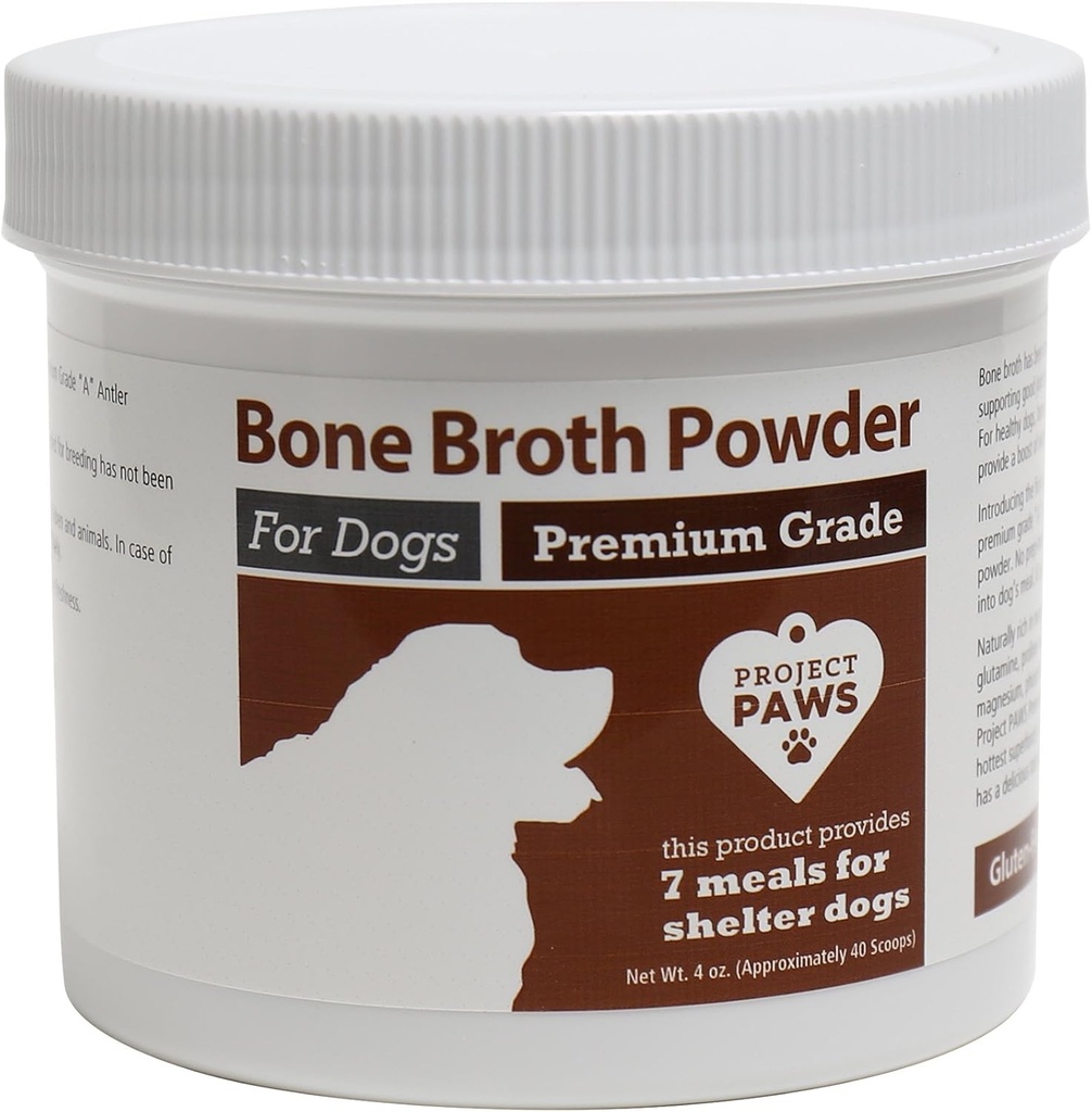 Bone Broth for Dogs dengan bubuk Elk Antler and Bone - Collagen and Mineral Rich Food Topper for Dogs - Whole Food Popper Multivitamin - 4 oz