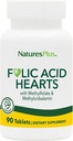 NaturesPlus Folic Acid Hearts (Methylfolate) - 400 mcg, 90 채식 정제 - 비타민 B6 및 비타민 B12 (Methylcobalamin로) - 글루텐 - 무료 90 서빙