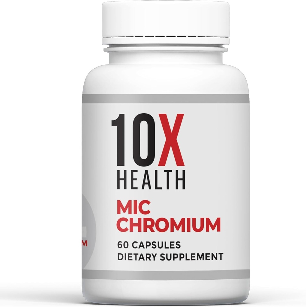 10X Zdravie MIC Chróm Doplnky - 60 Kapsule - Obsahuje Choline Inozitol & L Metionín - Minerálne doplnky pre Denné Nutritional Support - Chróm, L-metionín, Cholín Doplnky
