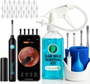 Ear Wax Removal Tool with Ear Camera by Tilcare - Ear Irrigation Flushing System for Adults - perfect Ear Cleaning Kit - Includes Basin, Syringe, Curette Kit, Towel and 30 Disposable Tips