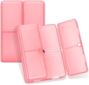 FYY Daily Pill organizētājs, 7 iecirkņi Portable Pill Case Travel Pill organizētājs, [Folding Design] Pill kaste Purse kabatiņa turēt vitamīnus, Cod aknu eļļa, papildinājumi un zāles-Clear Red