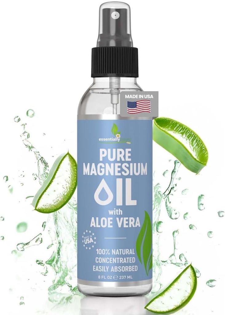 纯镁油喷洒与Aloe Vera 8oz - 专题镁喷洒 - 小痒 - 100%有机油 - 在美国制造