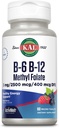KAL Vitamin B-6 B-12 Methyl Folate ActivMelt, Vitamine B Supplement, Hartgezondheid, Energie en Rode Bloedcel Ondersteuning met Methyl B12 en DFE Foliumzuur, Natuurlijke Berry Smaak, 60 Servers, 60 Micro Tabs