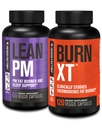 Jacked Factory Lean PM Night Time Fat Burner, Sleep Aid Supplement, & Appetite Suppressant (60 Capsules) & Burn-XT Clinically Studied Fat Burner & Weight Loss Supplement (120 Capsules)