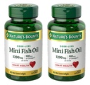 Nature's Bounty Mini Fish Oil Softgels 1290 mg, Omega-3, Supports Heart Health, Odor-Less, 90 Mini Coated Softgels - Pack of 2