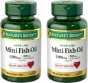 Nature's Bounty Mini Fish Oil Softgels 1290 mg, Omega-3, Susţine Heart Health, Odor-Less, 90 Mini Smallgels - Pachet de 2