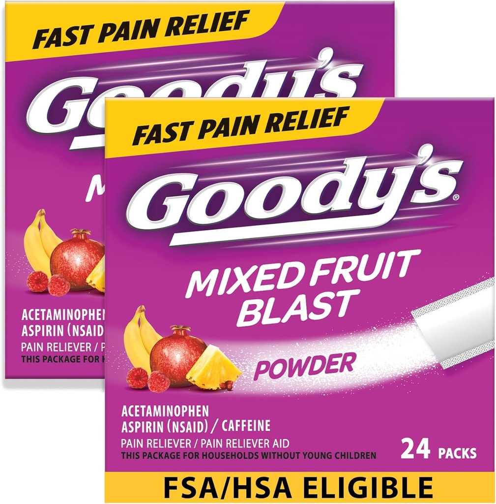 Goody's Extra Strength Headache Powder, Mixed Fruit Blast Flavor Lösen Packungen, 24 Einzelpackungen (2 Packung)