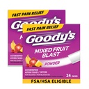 Goody's Triple Action Pain Relief, Mixed Fruit Powder, 24 Count, Pack of 2 | Goodys Headache Powder, With Acetaminophen, Aspirin & Caffeine, Fast & Effective Headache Relief for Adults, Dissolve Packs