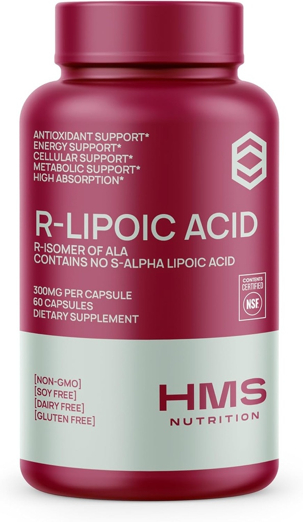 Syncyd R-Lipic Disorder 300mg Pervation, R Alpha Lipoic Adia A para Supplement Antooxidant for Nerve, Emercement & Metabolismations, NSF Certified Supplement, Not-GMOMO และ เวก้า, 60 Capsutions, 2 เดือน