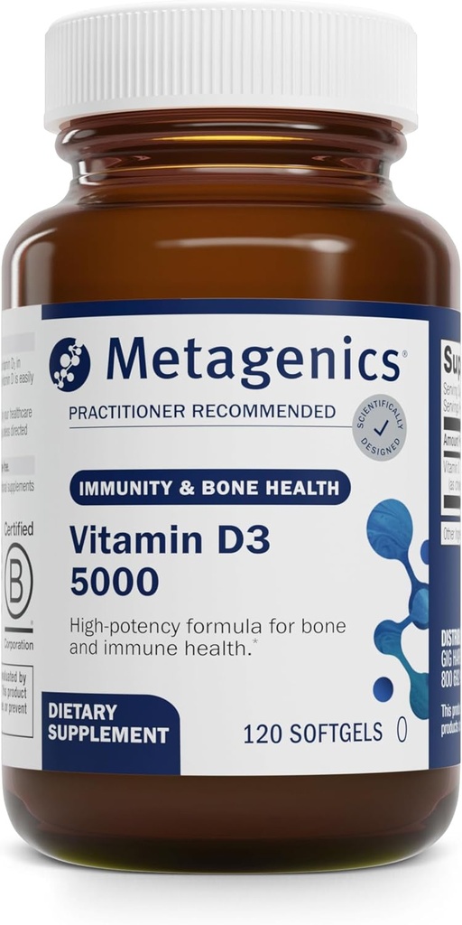 Metageenit D3-vitamiini D3 5000 - Immunosupport, Bone Health & Heart Health* - High Potency D-vitamiini - ei-GMO - Gluteeniton