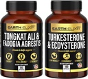 Earth Elixir Fadogia Agrestis 600mg ir Tongkat Ali 500mg + Turkesterone 1000mg ir Ecdysterone 1000mg reikmenys (180 kapsulių) Bundle