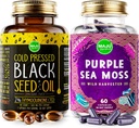 Matju Superfods Black Seud Oil Capsules i Purple Mar Mosule Paquet de paquets de Capsules