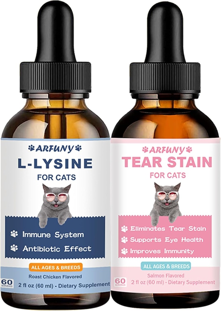Lysine pour les chats et détachant les taches - Soutien de la fonction visuelle normale, élimination des taches, soulagement du froid - Traitement respiratoire des chats et des infections oculaires pour le nez runny et les yeux aqueux