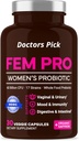 여성을위한 Fem Pro Probiotics. 17 Vaginal, Digestive & Immune Support, Urinary Tract Health, pH Balance 및 Mood에 대한 임상 효과적인 Strains. 유기 Prebiotic, 30의 Veggie 캡슐