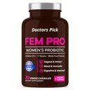 Fem Pro Probiotics for Women. 17 Clinically Effective Strains for Vaginal, Digestive & Immune Support, Urinary Tract Health, pH Balance and Mood. Organic Prebiotic, 30 Veggie Capsules