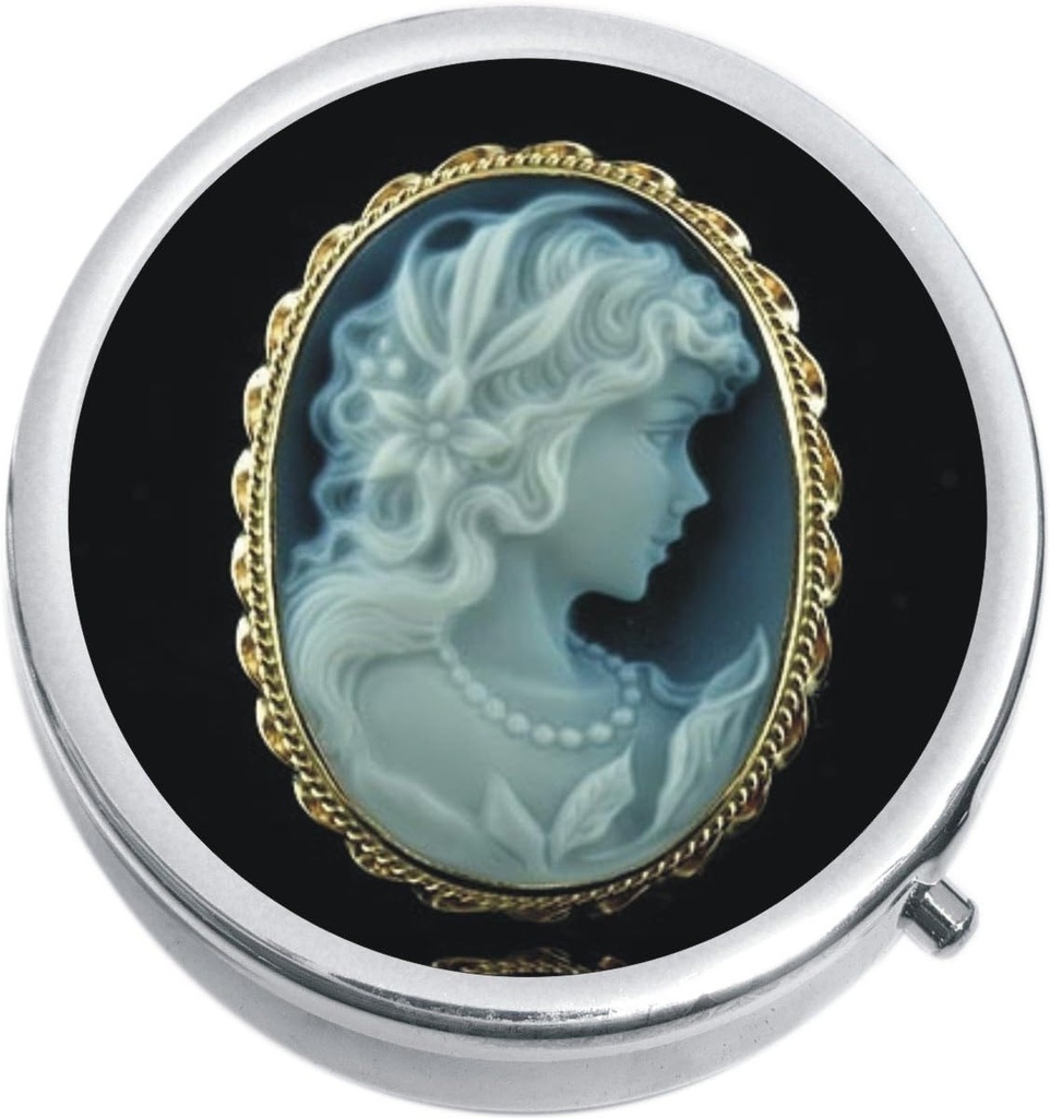 NewCharms Black & White Cameo Medicine 3Compartment Pill Box