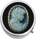 NewCharms Black and White Cameo Medicine 3- Kompartment Pill Box