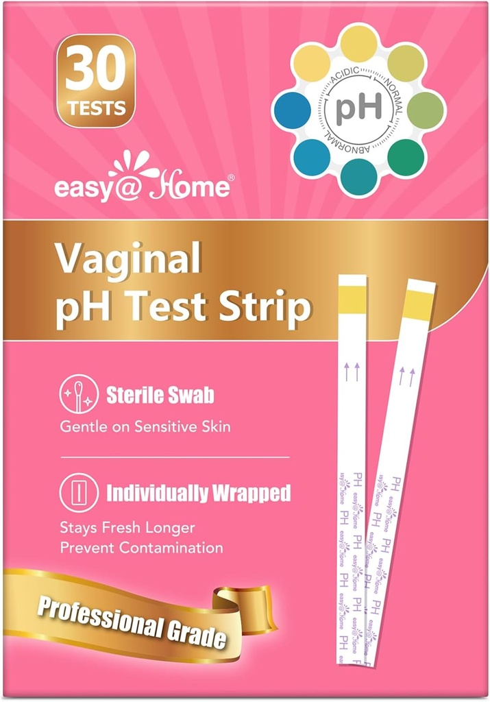 Easy@Home Vaginal pH Test -30 Strips | BV Test Kit at Home for Women | Yeast Infection Test + pH Balance for Women