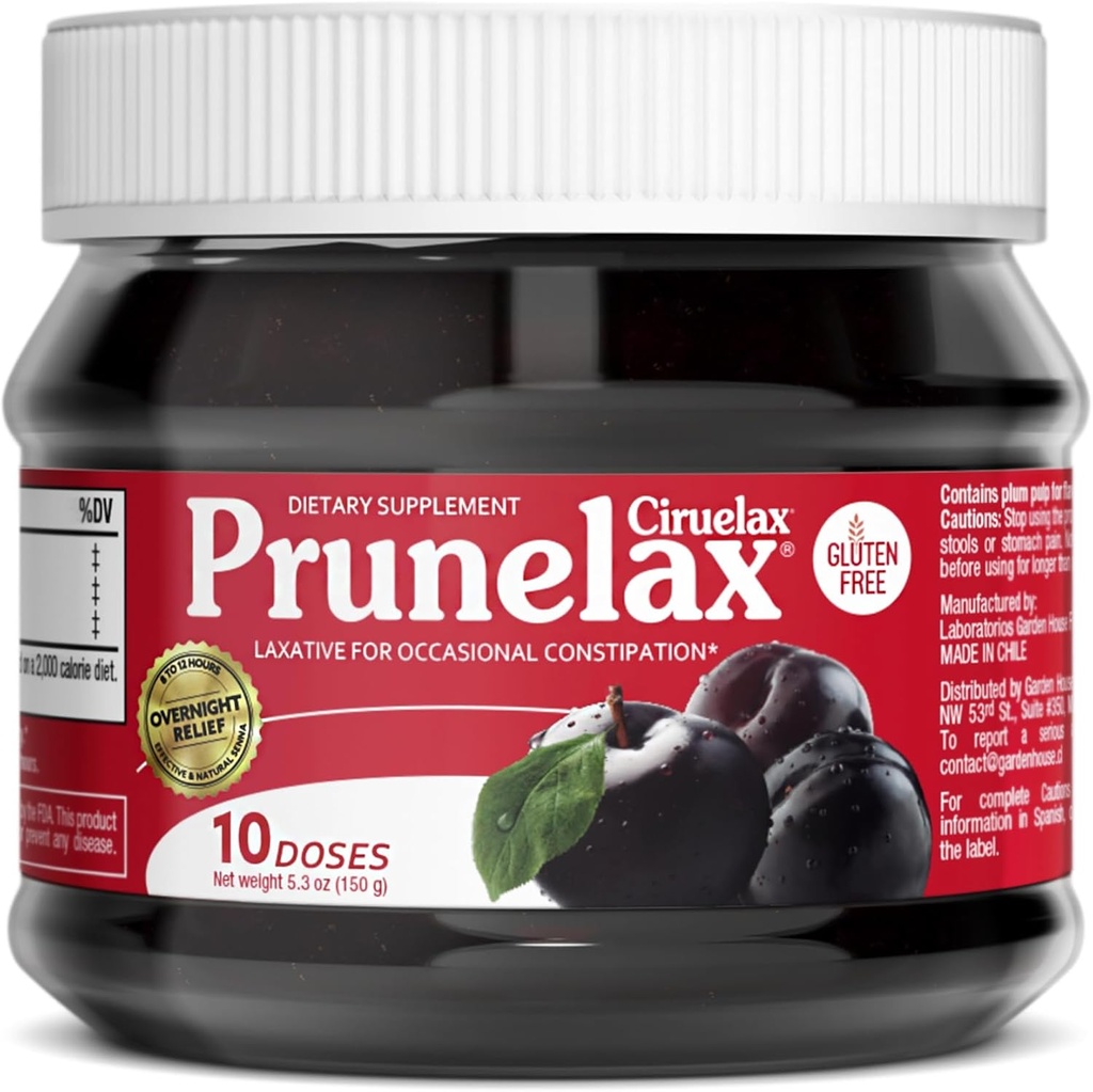 Prunnelax Ciruelax ความแข็งแรงปกติ Laxative Jam - Glute-frees-firtual-ined laxative for Occasial Constation - 5.3 oz