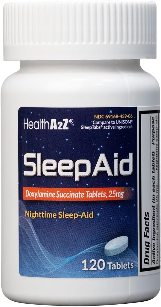 HealthA2Z ® Sleep Aid PHAR124; Doxylamin Succinate Tablets 25mg PHARMAN124; 120 Counts (Balení po 1)