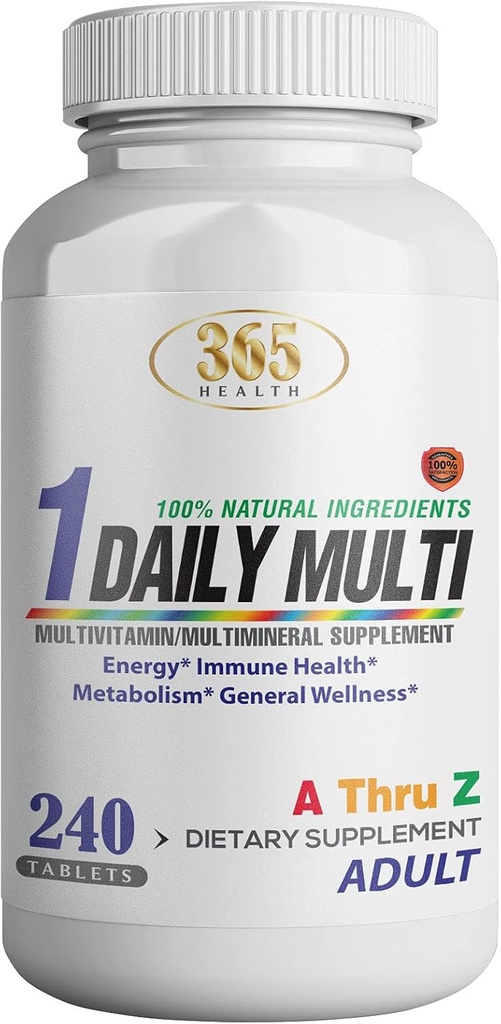 Multivitamin, Multimineral תוספת w / Antioxidants, Zinc, ויטמין D3 & B ויטמין, Gluten Free, non-GMO Ingredients - (240 Count) 365 Health