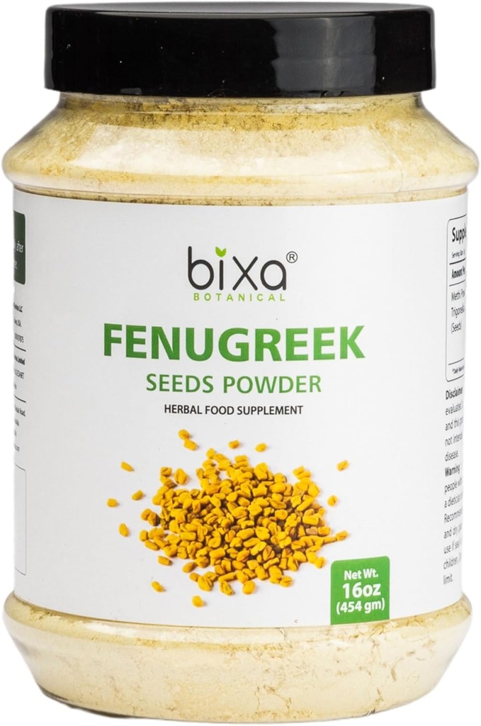 Bixa BOTANICAL Fenugreek 분말 (Trigonella foenum) ☸ Ayurvedic 초본 보충교재 | 1 파운드/16 OZ | 글루텐 무료, 비 GMO, 증기 Sterlized, 채식주의자, 100% 순수한.