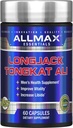 ALLMAX Essentials LongJack Tongkat Ali - 60 kapsulak - Gizonen Osasun Gehigarria - Oinarrizkotasuna hobetzen du - 60 zerbitzu