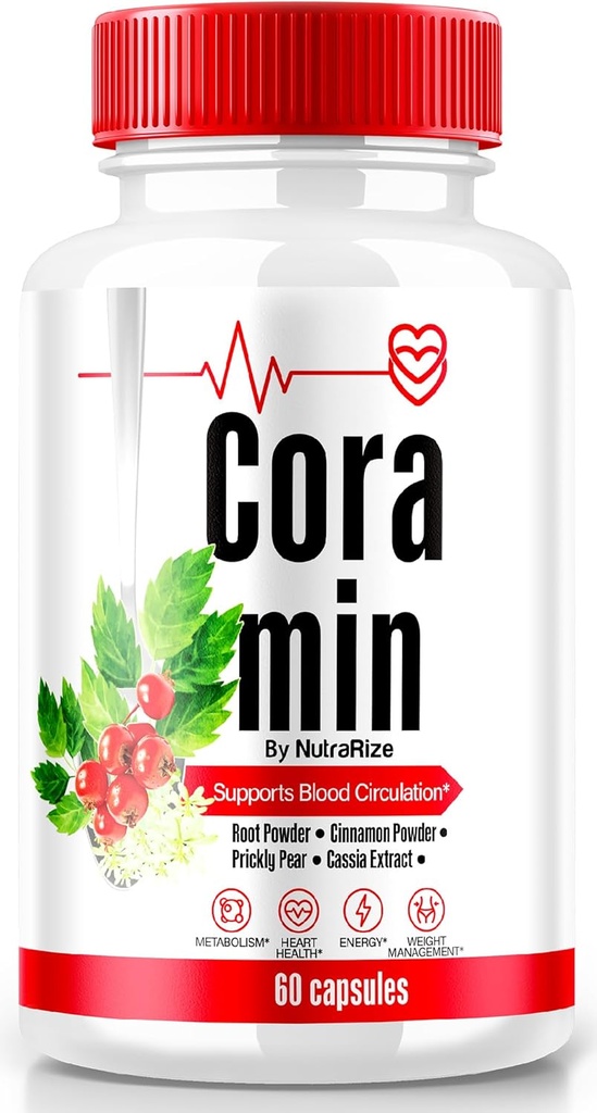 NutraRize Coramin Capsules, All-Natural Formula to Maintain Healthy Levels, Maximum Strength Supplement, Premium Blood Flow Support, Official Vitamin Pills, Cora min Capsulas Reviews (60 капсул)