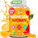 Glucynian magnezu 1500mg - Gummie bez cukru dla kobiet i mężczyzn, z L- Theanine, Ashwaganha, dla energii, Rest * & Muscle, Szafka Stabilna, 60 Gummies magnezu dla dzieci