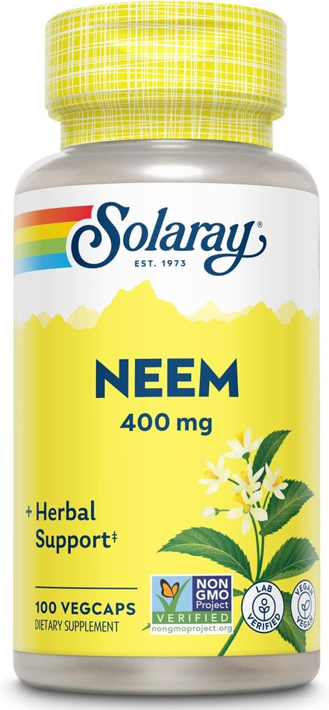 SOLARAY Neem Leaf 400mg Здоровий кров, шкіра та імунна система підтримки не-GMO, Vegan & Lab Verified 100% VegCaps