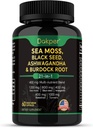 Moss di mare, Ashwagandha, Integratore di olio di semi neri, Vitamina C & D3 con radice di curcuma, Bladderwrack & Burdock, Supporto naturale di erbe per gli uomini e le donne 60 capsule, Integratori alimentari, Confezione da 1