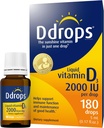 Ddrops Adults 2000IU 180 drops - Liquid Vitamin D3 supplement, Supporting powerful Bones ' Immune System