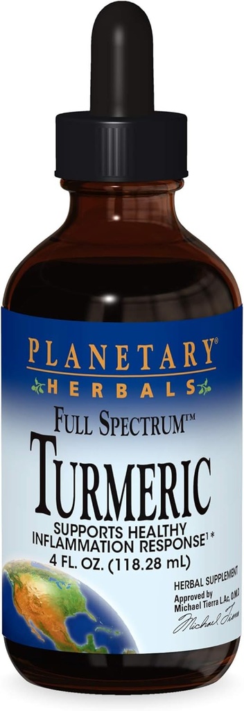 Planetary Herbals Turmeric Extract Full Spectrum Liquid, Support for Antioxidant and Healthy Inflammation Response, 4 Ounces