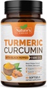 Curcumin Turmeric Supplemen 1500mg - BioPerine Black Pepper Extract Advanced Absorestion Curcuminoid for Nature 's Joint Support - Antioksidant Herbal Suppplemen Perempuan & Men, Non-GMO - 60 Softgels